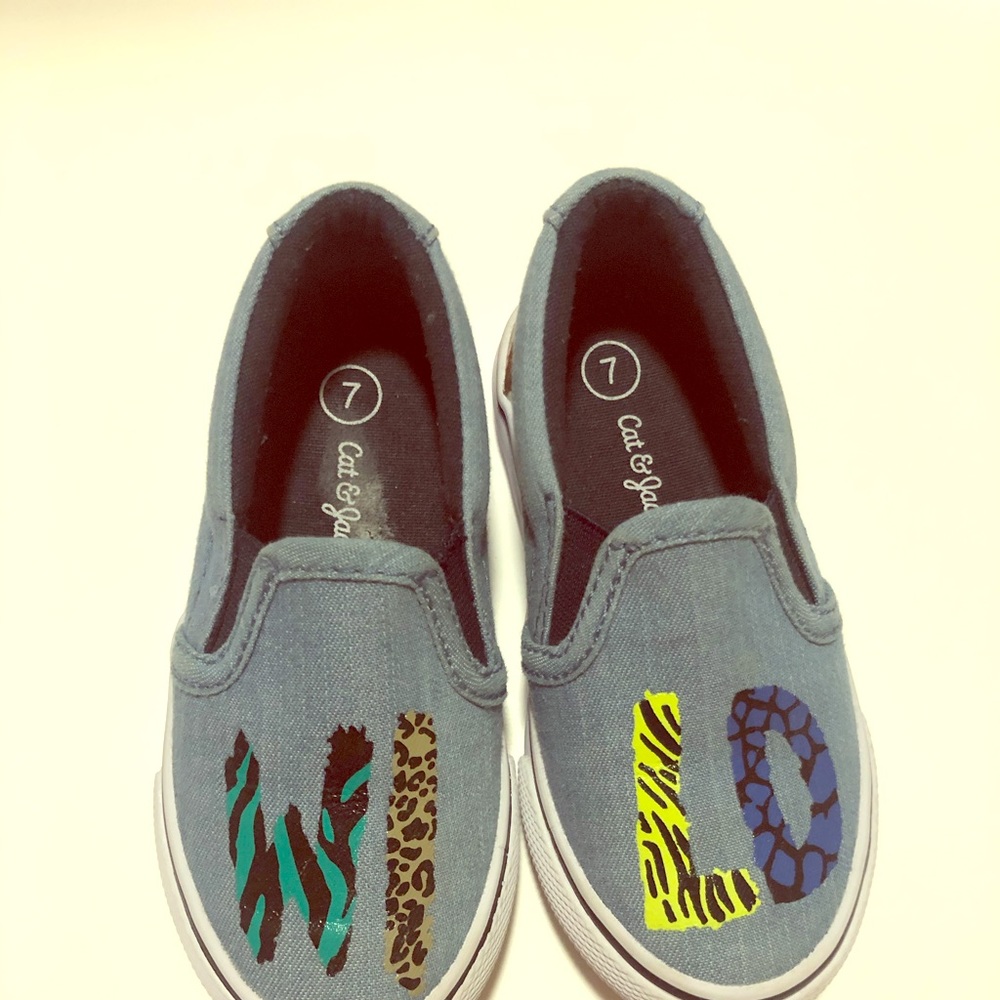 “WILD” Denim Sneakers. Boys Size 7 (Toddler)